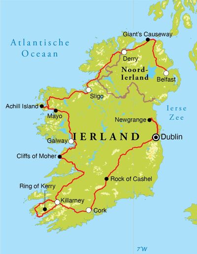Routekaart Rondreis Ierland & Noord-Ierland, 12 dagen