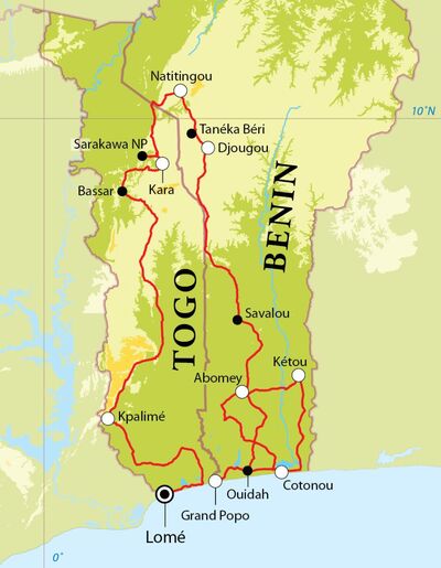 Routekaart Voodoo in Benin en Togo, 16 dagen