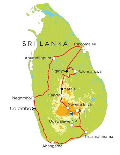 Routekaart Sri Lanka, 19 dagen