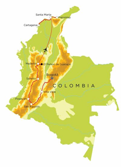 Routekaart Colombia, 21 dagen