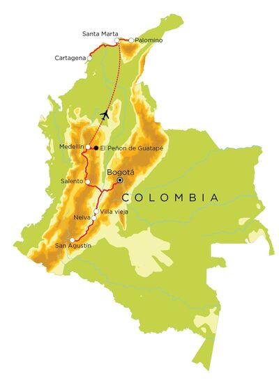 Routekaart Colombia, 21 dagen
