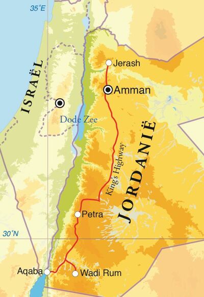 Routekaart Rondreis Jordanië, 8 dagen Routekaart Rondreis Jordanië, 8 dagen