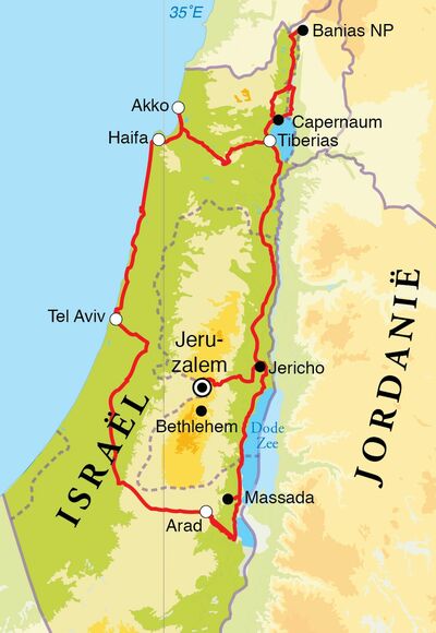 Routekaart Rondreis Israël, 12 dagen Routekaart Rondreis Israël, 12 dagen