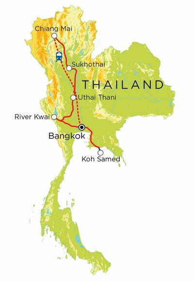 Routekaart Thailand, 15 dagen Routekaart Thailand, 15 dagen