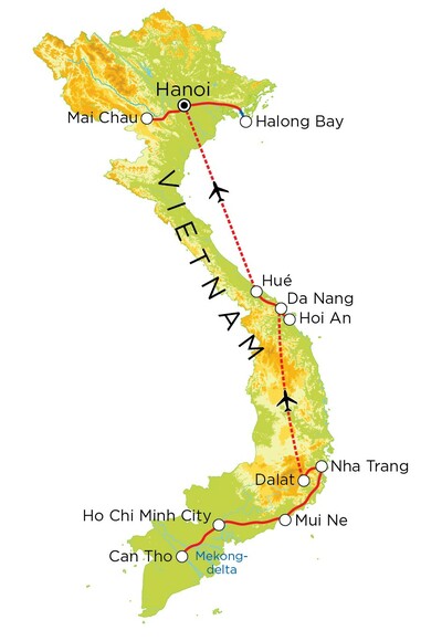 Routekaart Vietnam, 23 dagen