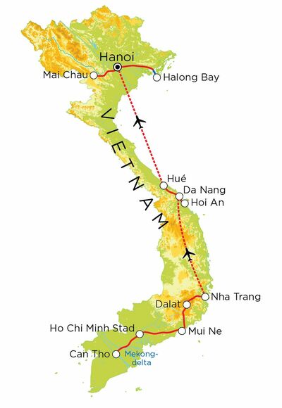 Routekaart Vietnam, 23 dagen