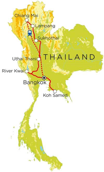 Routekaart Thailand, 21 dagen Routekaart Thailand, 21 dagen