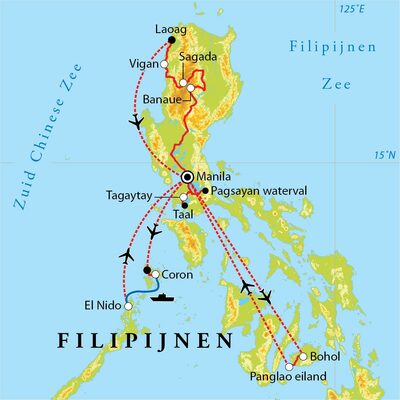 Routekaart Rondreis Filipijnen, 22 dagen
