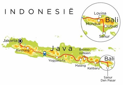 Routekaart Java & Bali, 21 dagen