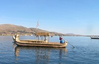 Titicaca Uros indiaan boot Peru