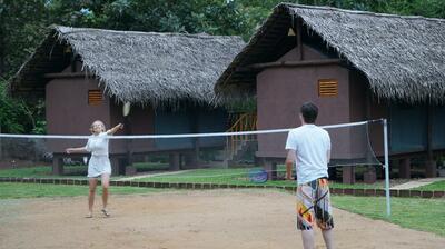 Family Sri Lanka Udawalawe Athegira River badminton