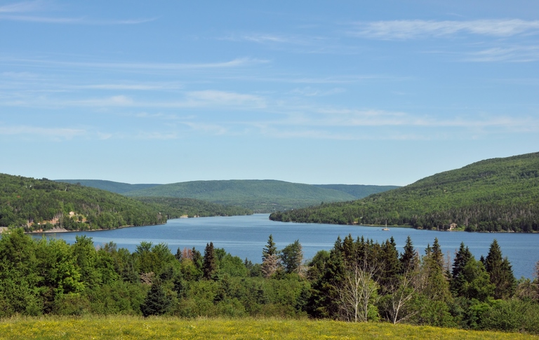 Breathtaking view of Bras d'or Lake in Nova Scotia