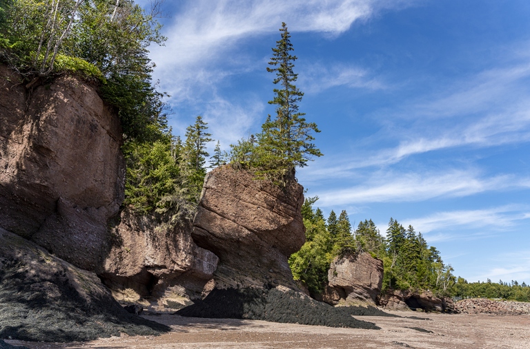 Rock formations Hopewell Rocks in New Brunswick, Canada