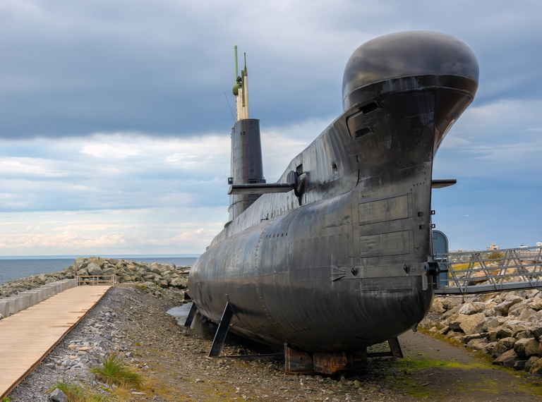 Remains of Historical HMCS Onondaga Submarine, Rimouski, Quebec, Canada