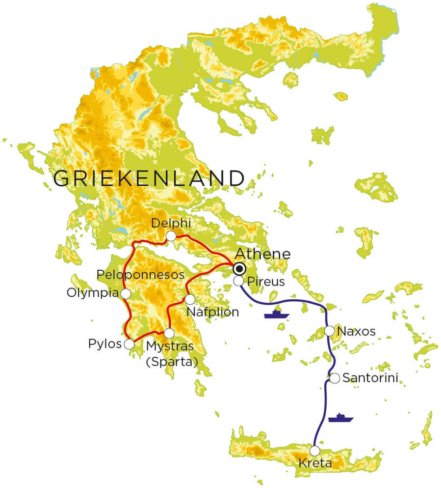 Routekaart Griekenland, 20 dagen