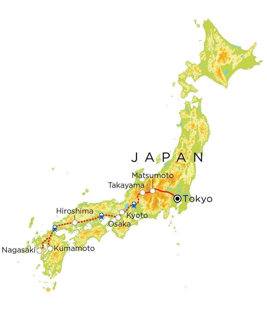 Routekaart Japan, 21 dagen