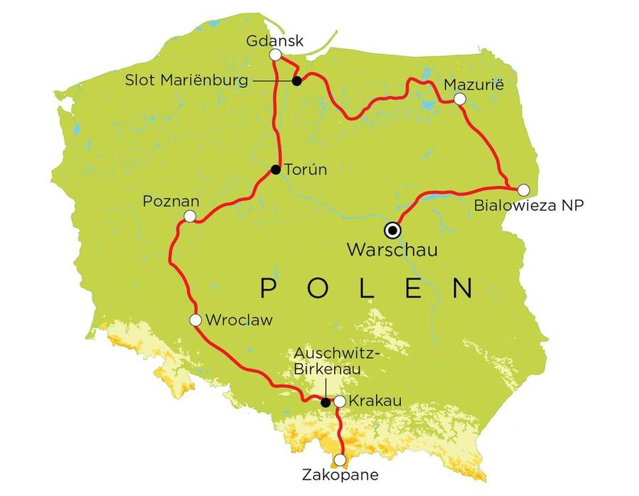 Routekaart Polen, 15 dagen